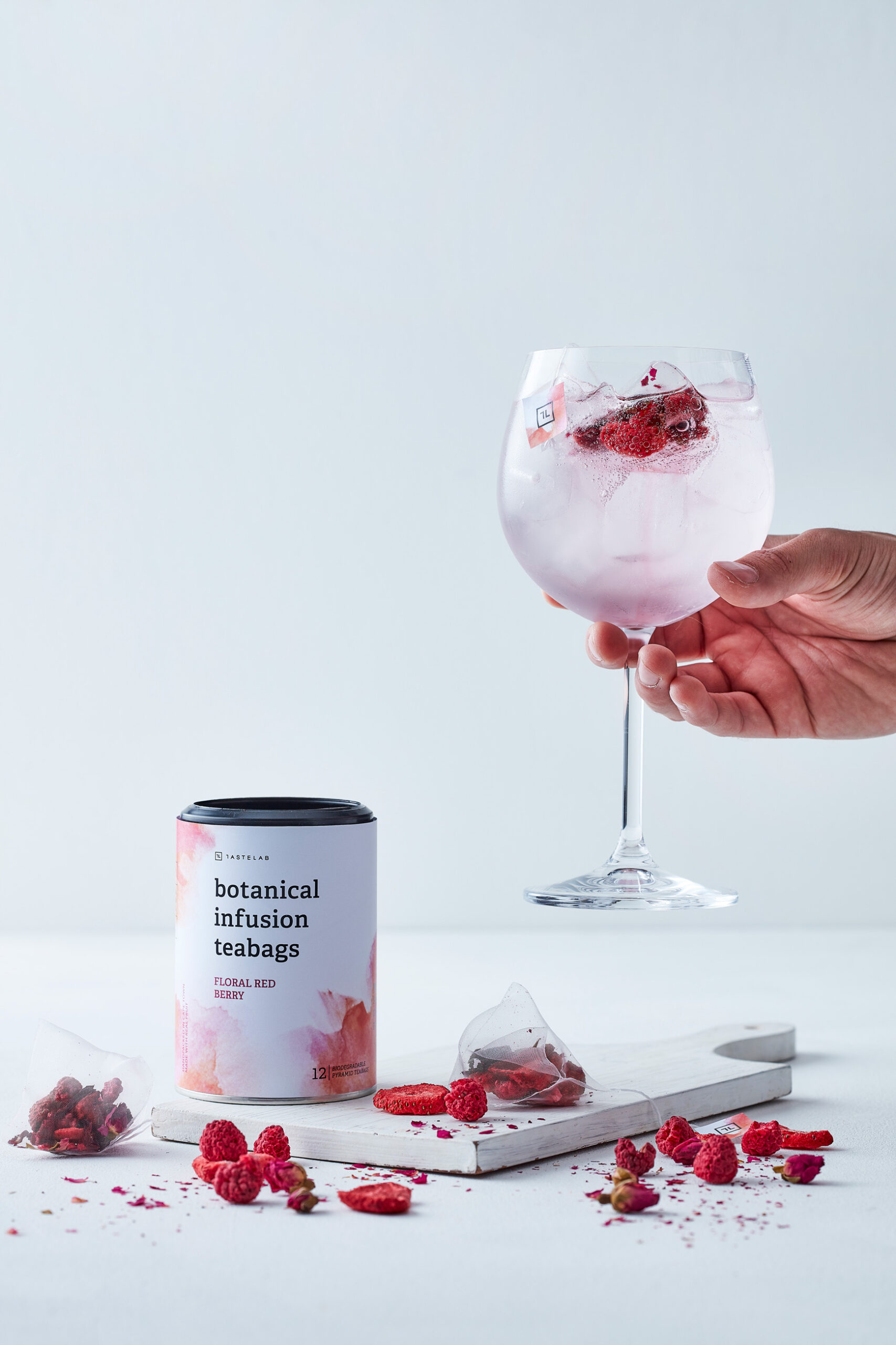 Botanical泡茶袋果茶花茶包裝設計“漸變水墨水彩”插畫