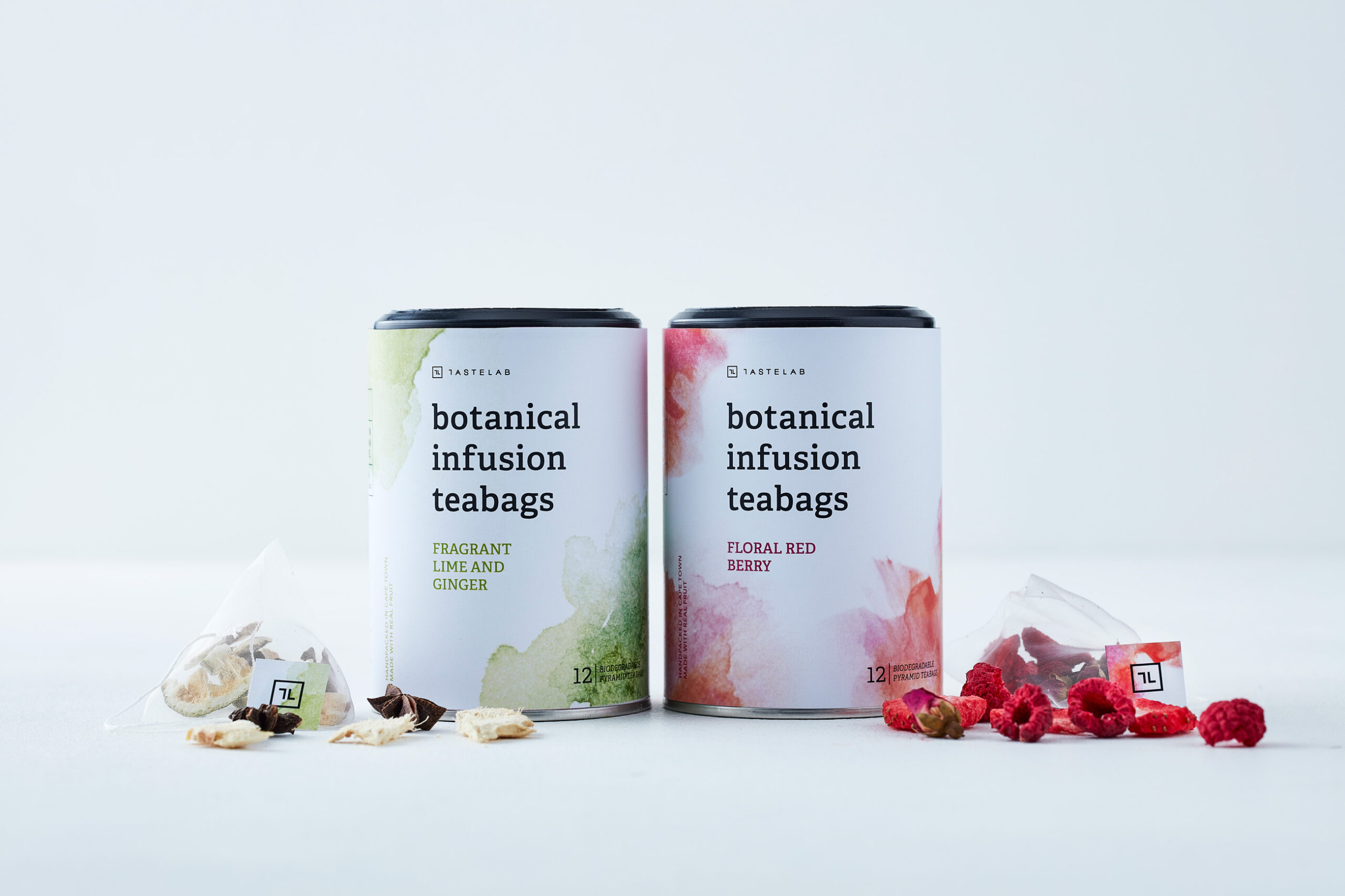 Botanical泡茶袋果茶花茶包裝設計“漸變水墨水彩”插畫