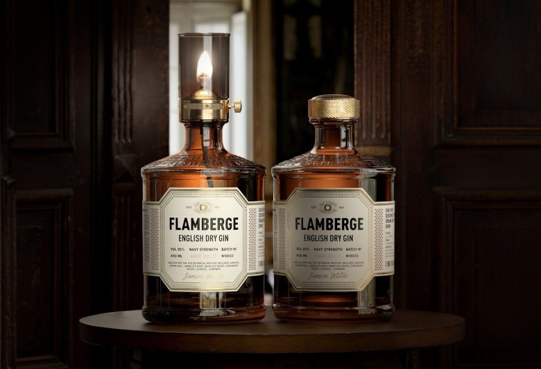 高端風格Flamberg 杜松子酒藥酒包裝設計禮盒設計，包含35種植物