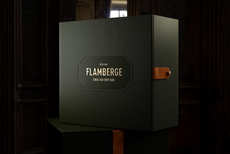 高端風格Flamberg 杜松子酒藥酒包裝設計禮盒設計，包含35種植物