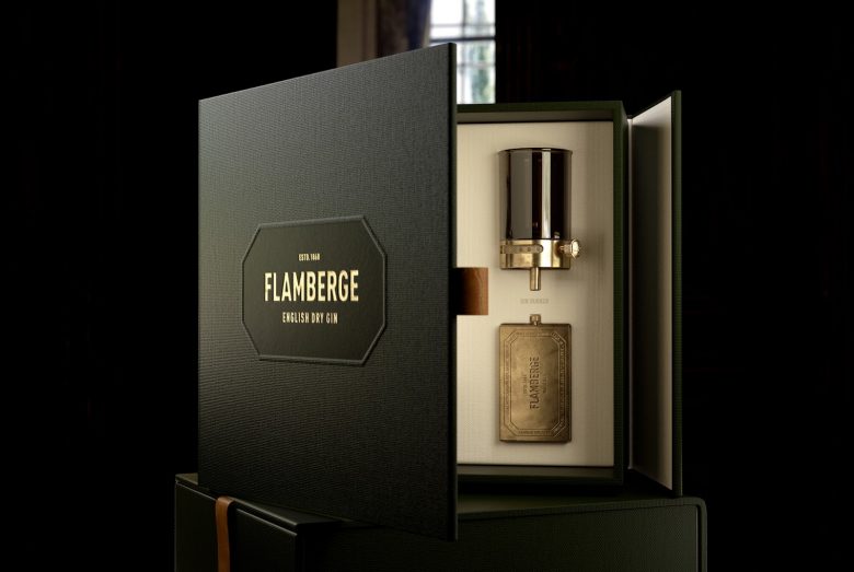 高端風格Flamberg 杜松子酒藥酒包裝設計禮盒設計，包含35種植物