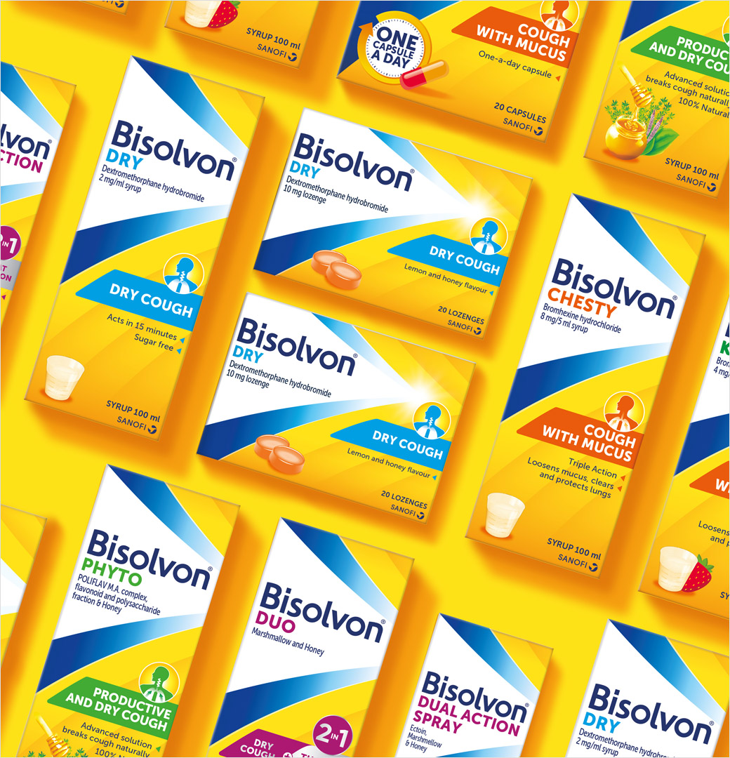 賽諾菲Sanofi止咳藥品牌logo設(shè)計包裝設(shè)計，多層箭頭元素