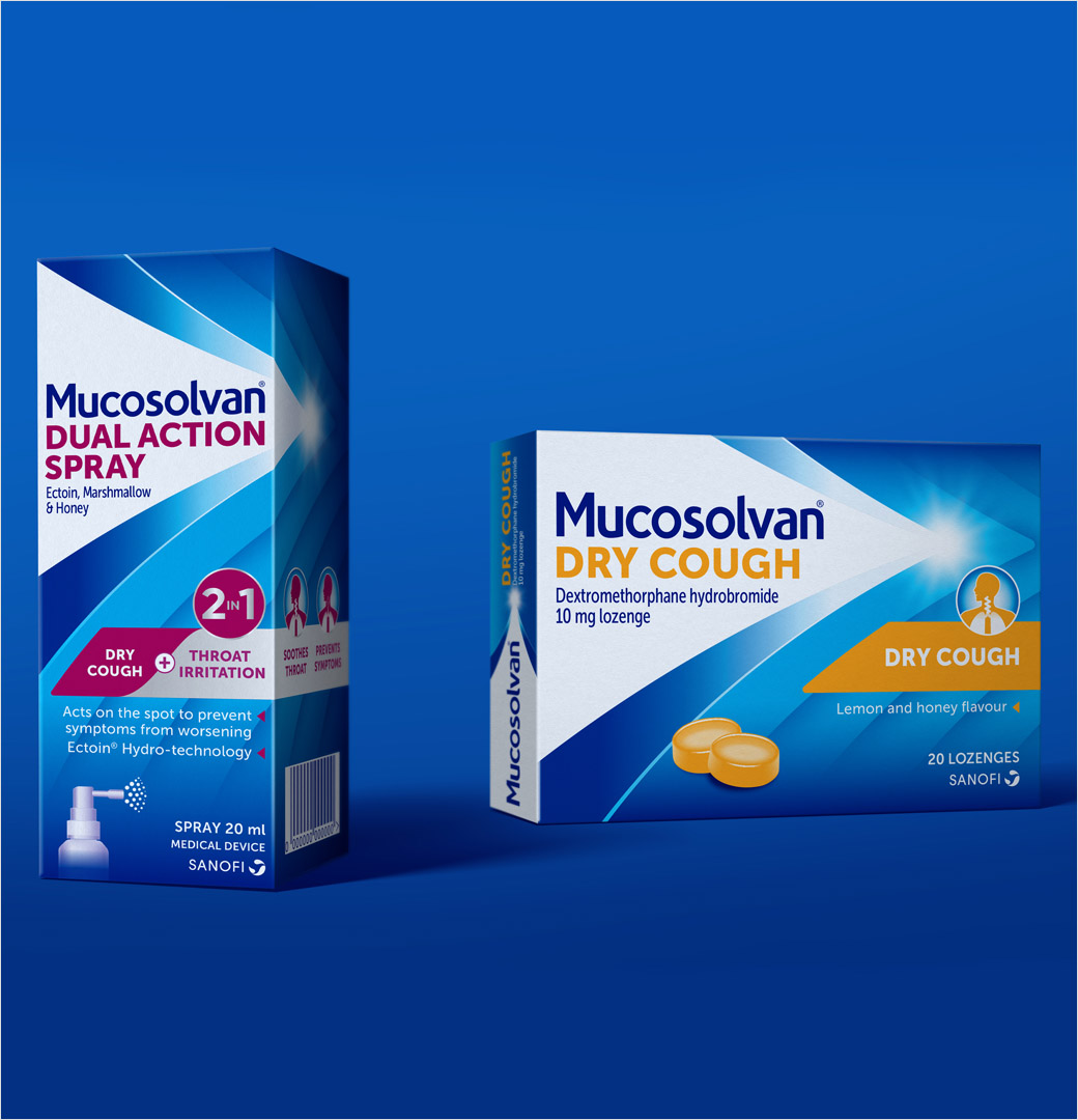 賽諾菲Sanofi止咳藥品牌logo設(shè)計包裝設(shè)計，多層箭頭元素