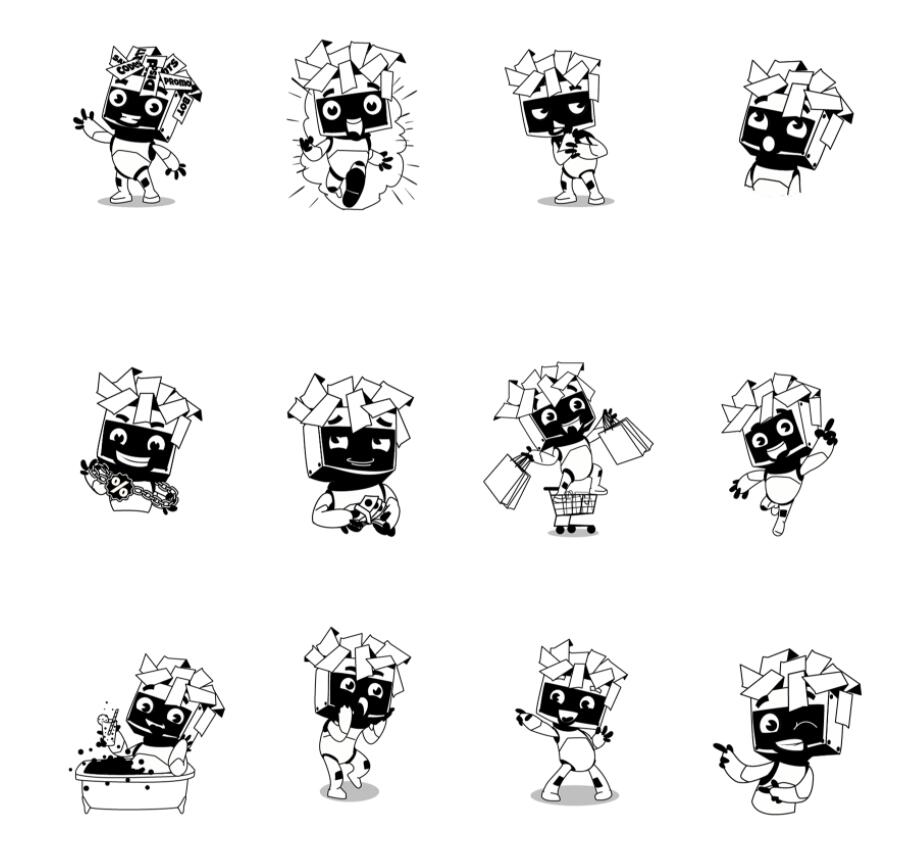 Roma Bot 機器人電腦屏幕IP卡通吉祥物設計