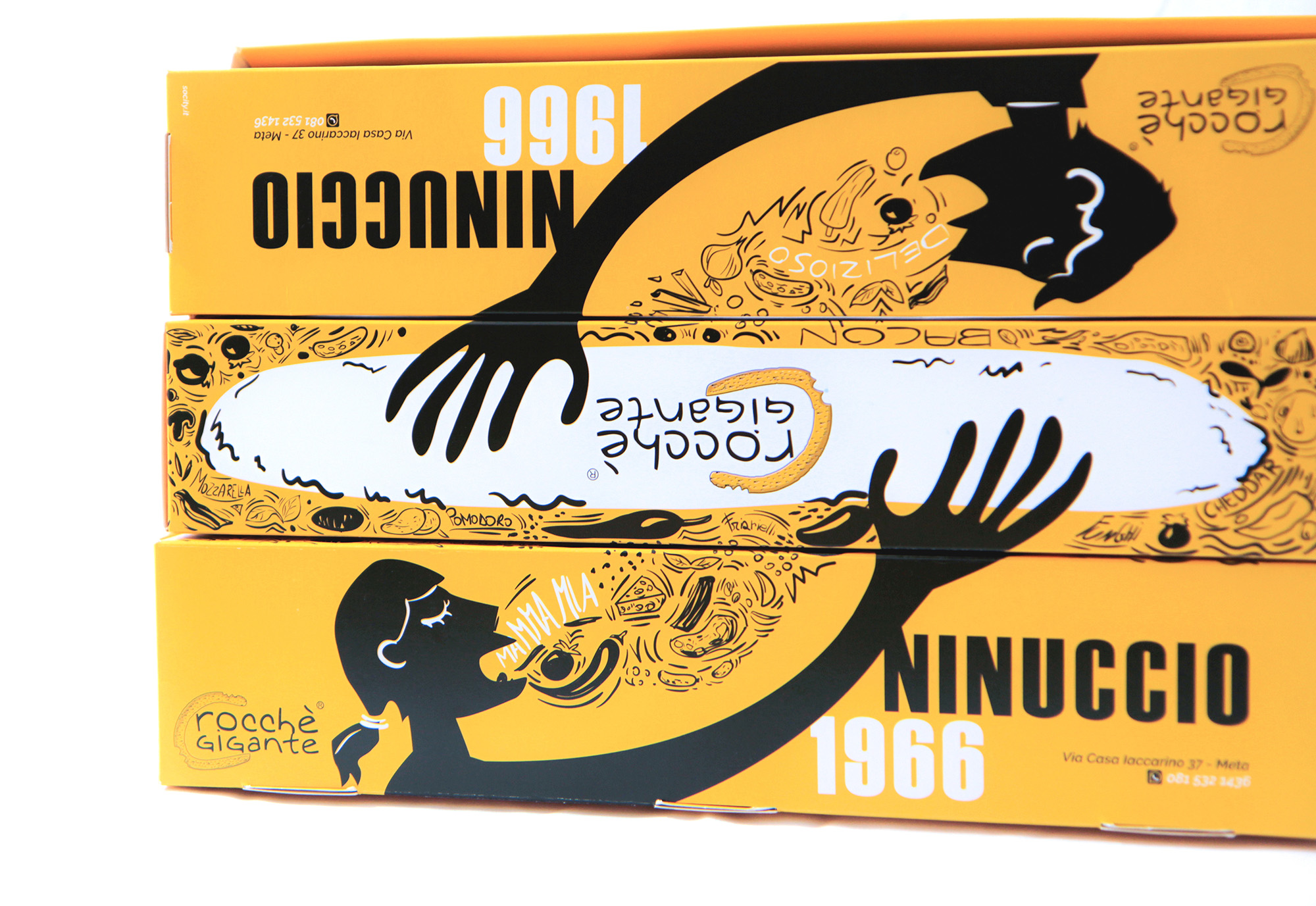 crocchè休閑食品創意包裝設計，張開的手與嘴巴插畫