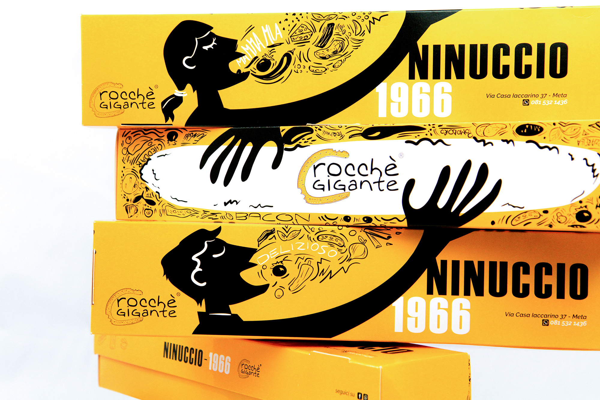 crocchè休閑食品創意包裝設計，張開的手與嘴巴插畫