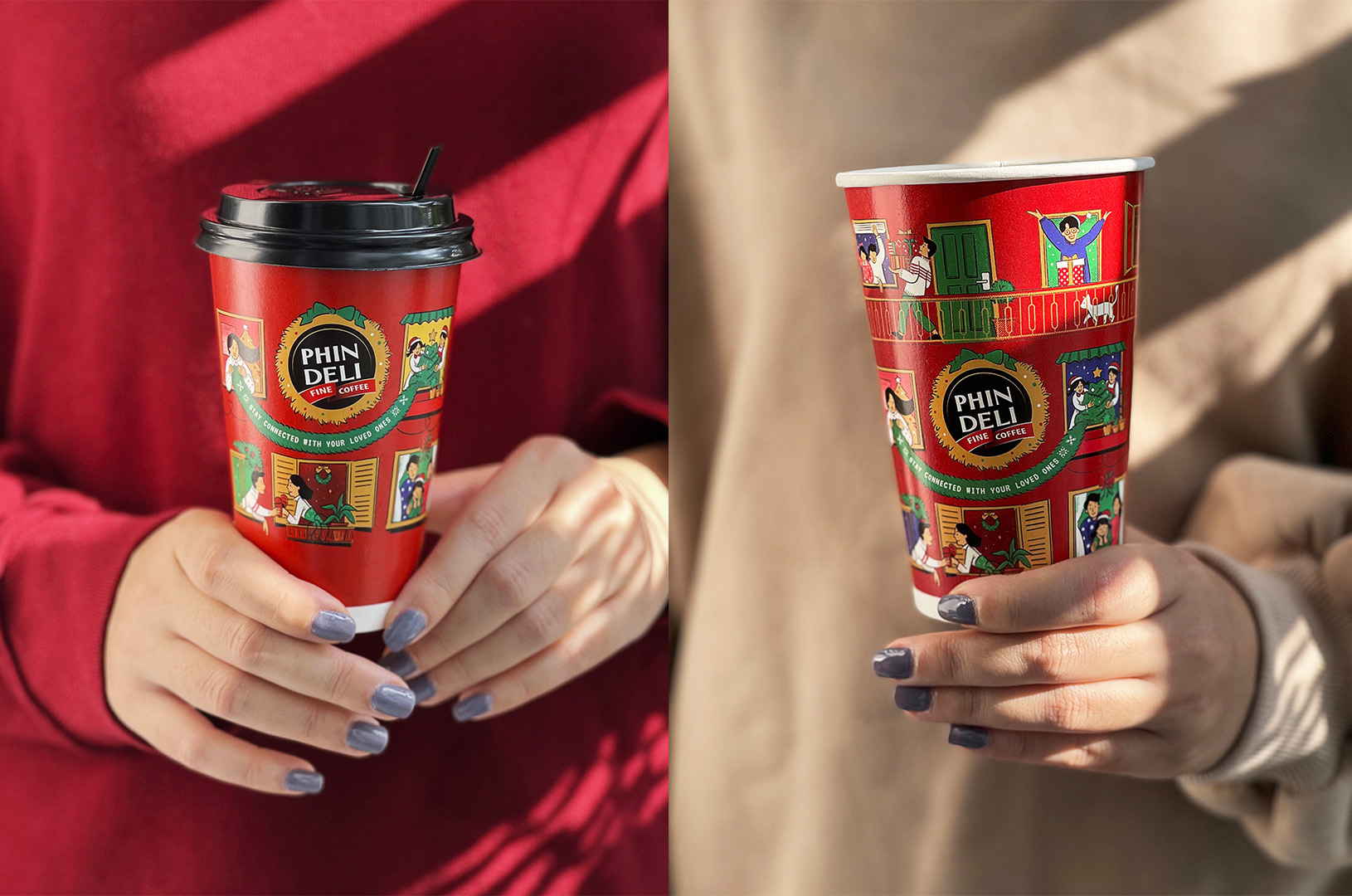 菲德利便攜杯裝咖啡節日裝包裝設計，咖啡讓我們聯系更緊密