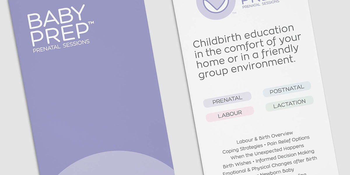 Baby Prep 孕婦產前醫療教育品牌形象logo設計“心+子宮內嬰兒+孕婦”