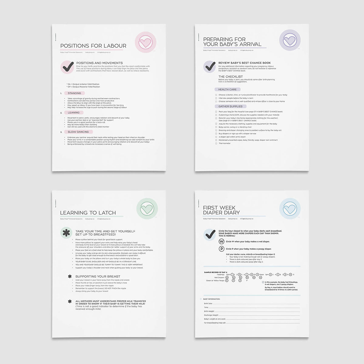 Baby Prep 孕婦產前醫療教育品牌形象logo設計“心+子宮內嬰兒+孕婦”