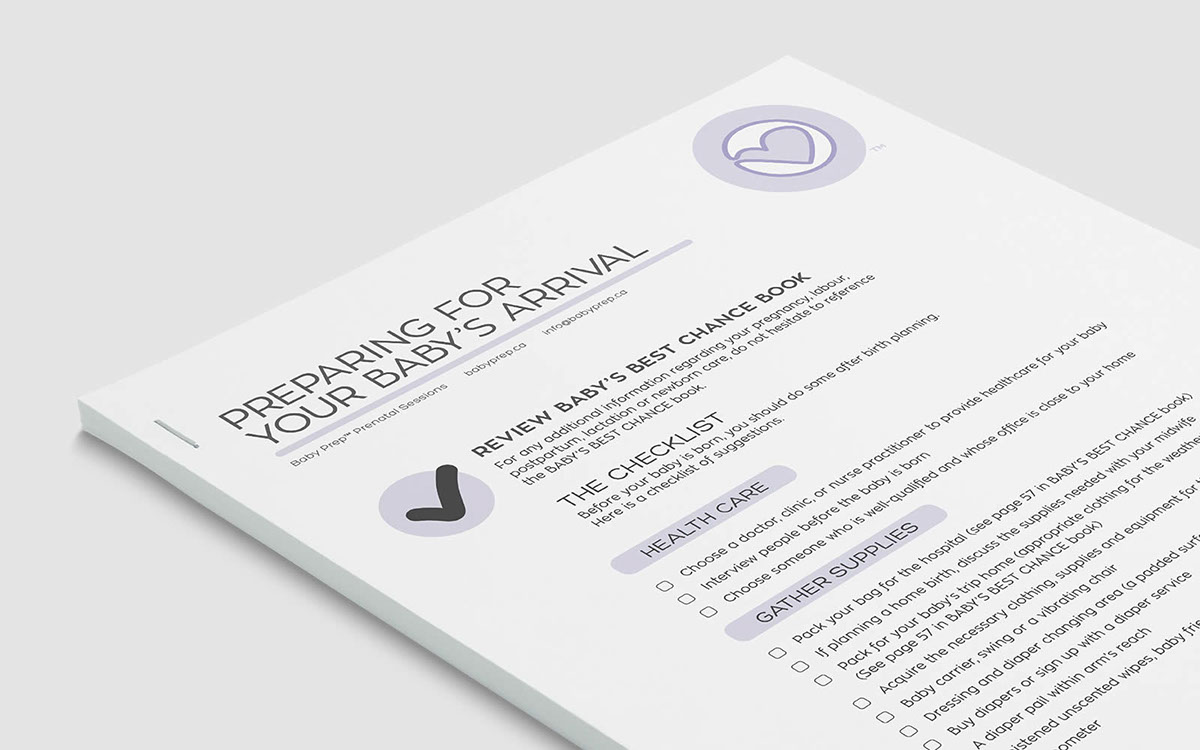 Baby Prep 孕婦產前醫療教育品牌形象logo設計“心+子宮內嬰兒+孕婦”