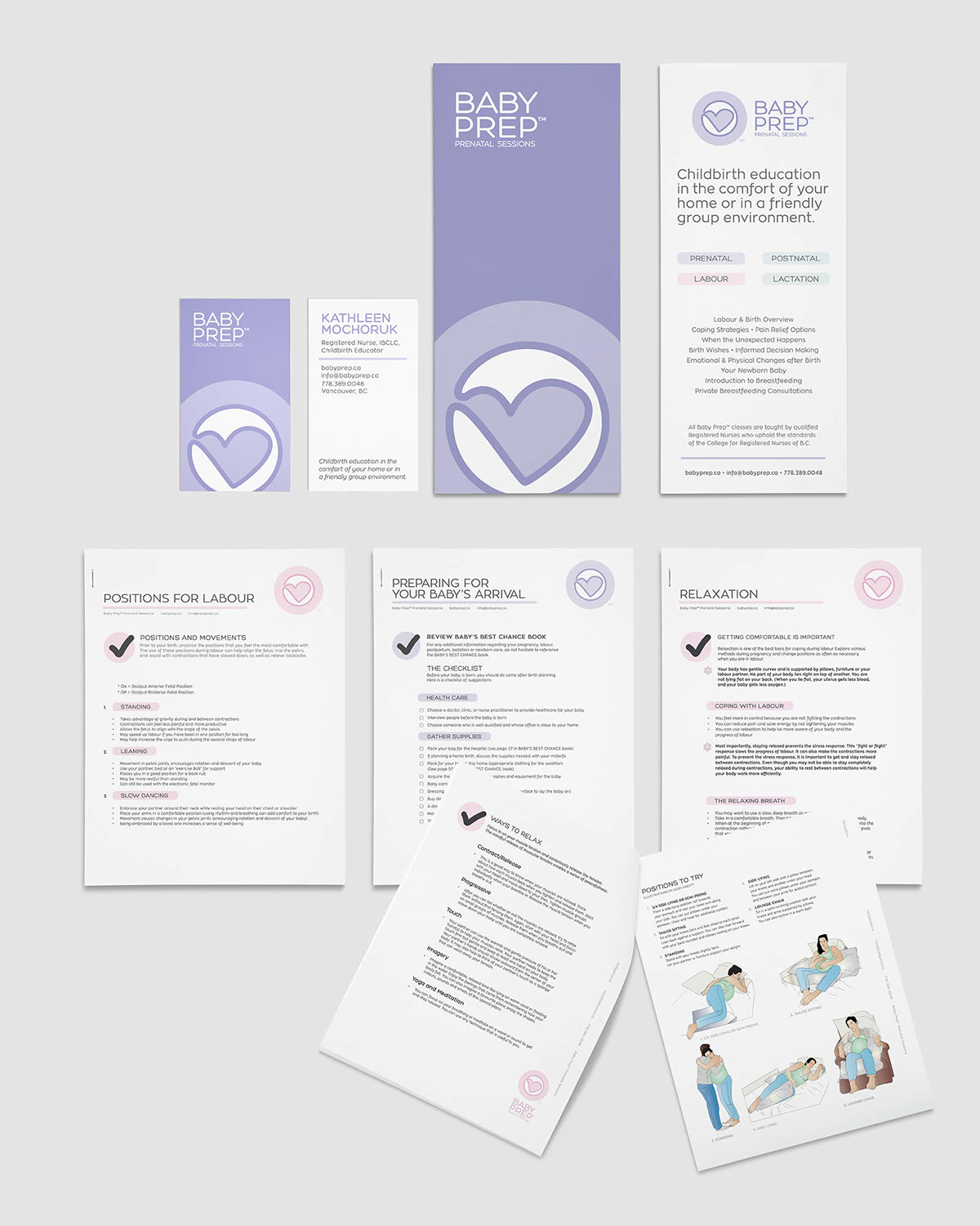 Baby Prep 孕婦產前醫療教育品牌形象logo設計“心+子宮內嬰兒+孕婦”