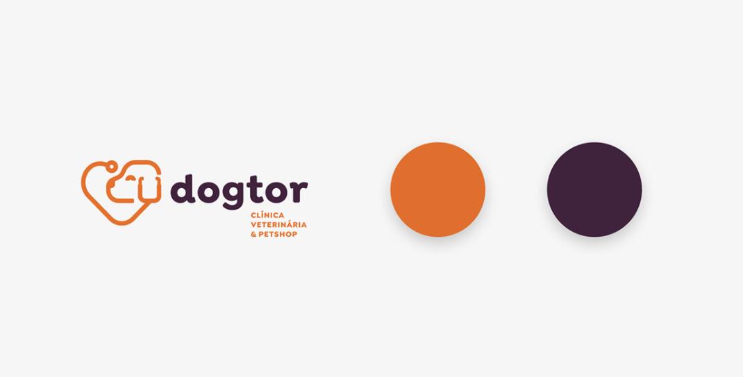 Dogtor 寵物獸醫診所logo設計vi設計，愛心+醫生+狗