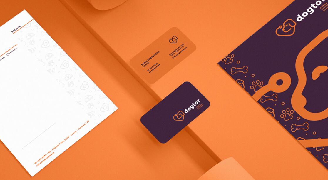 Dogtor 寵物醫院獸醫診所logo設計vi設計，愛心+醫生+狗