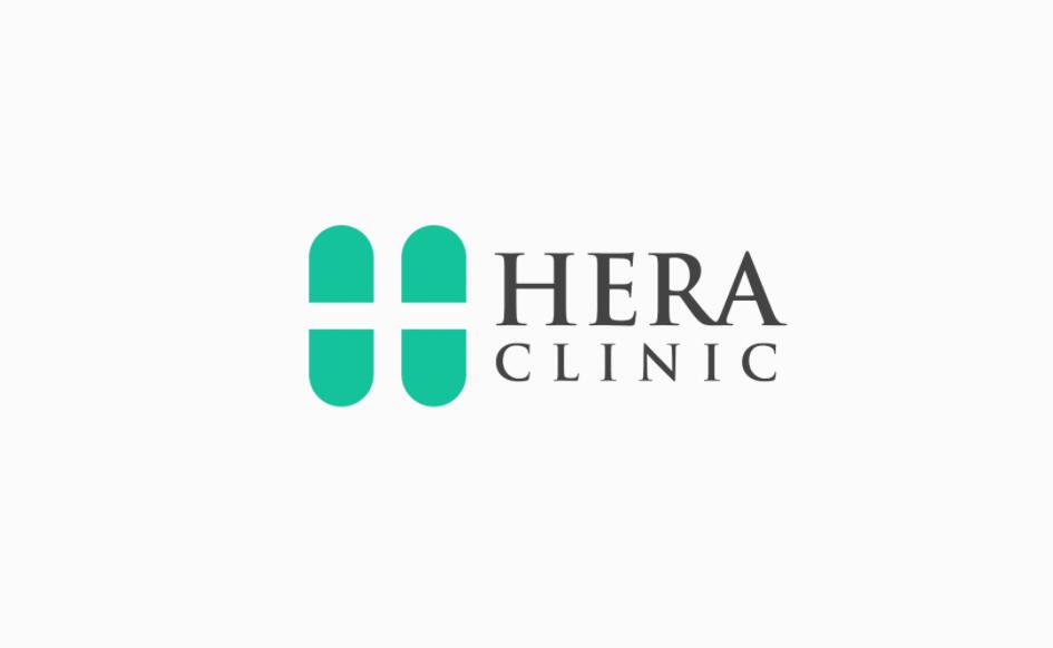 Hera Clinic 赫拉診所醫院logo設計vi設計，H字母+十字