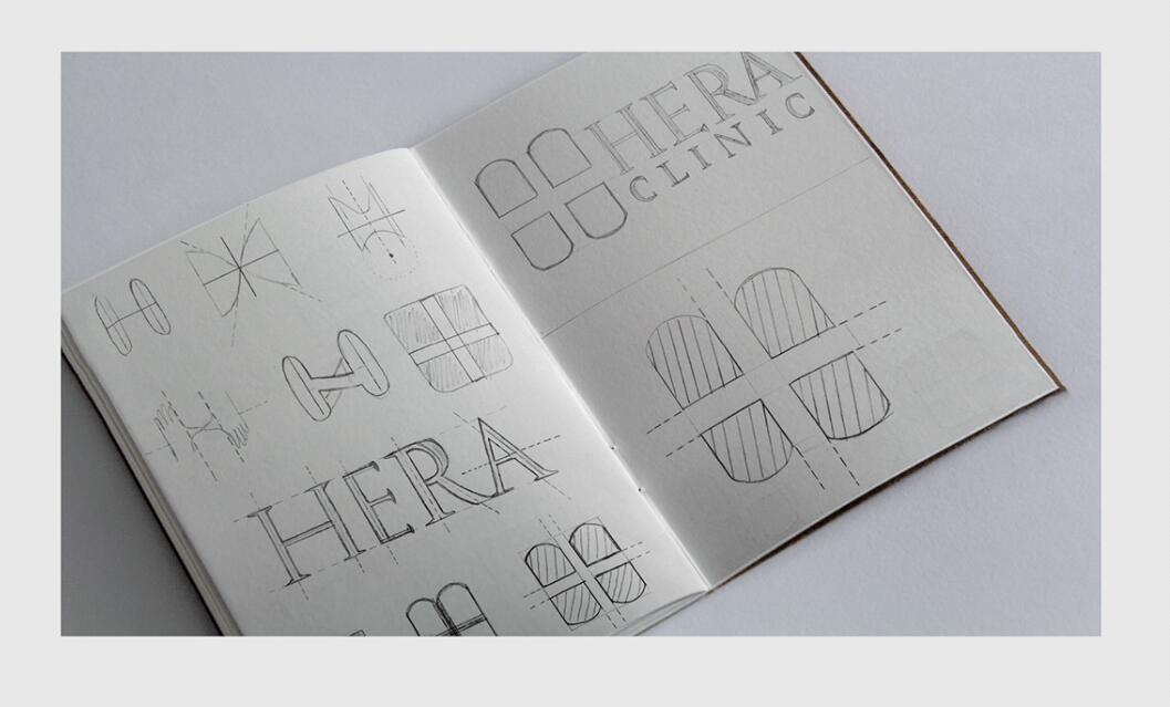 Hera Clinic 赫拉診所醫院logo設計vi設計，H字母+十字