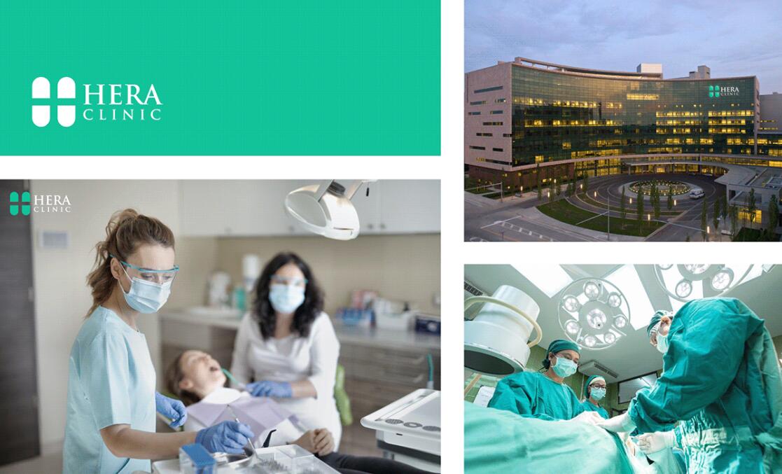 Hera Clinic 赫拉診所醫院logo設計vi設計，H字母+十字
