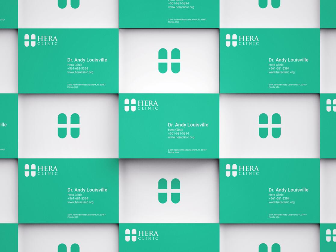 Hera Clinic 赫拉診所醫院logo設計vi設計，H字母+十字