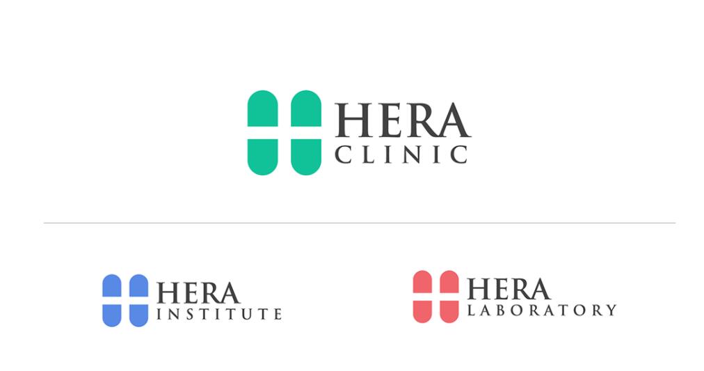 Hera Clinic 赫拉診所醫院logo設計vi設計，H字母+十字
