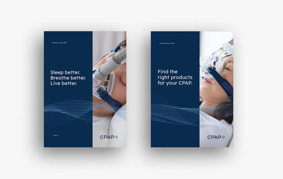 CPAP+睡眠呼吸暫停通氣治療醫(yī)療設(shè)備品牌logo設(shè)計視覺形象vi設(shè)計“圓點氣流”圖案