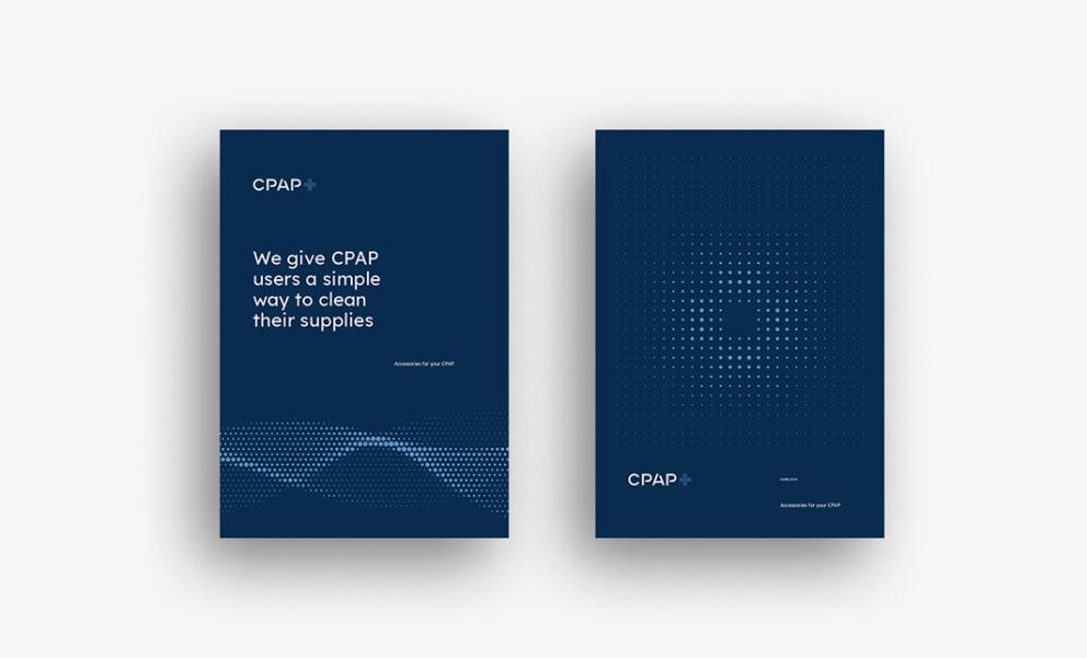 CPAP+睡眠呼吸暫停通氣治療醫療設備品牌logo設計視覺形象vi設計“圓點氣流”圖案