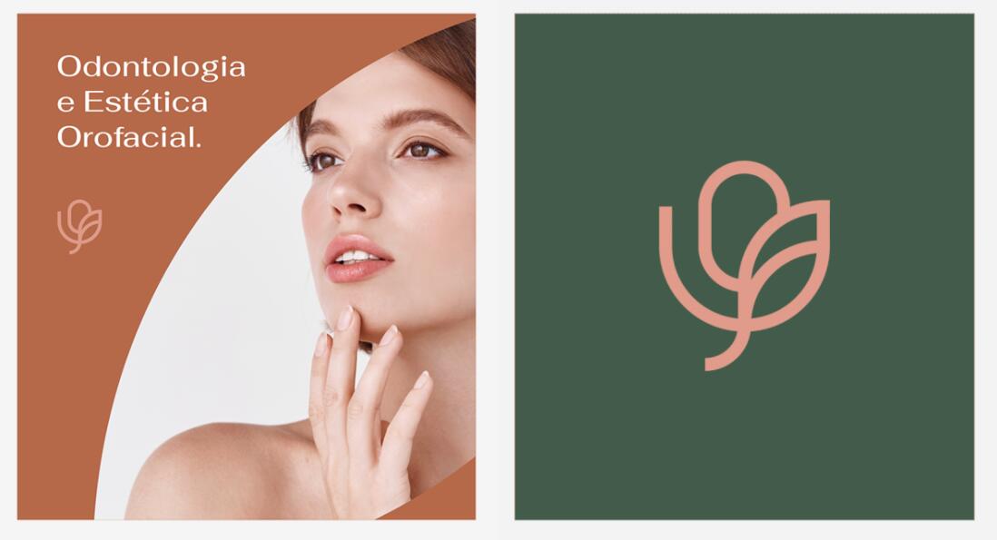 Oroface牙科牙齒矯正與口腔美容診所logo設計vi設計，花朵字母logo+粉綠配色