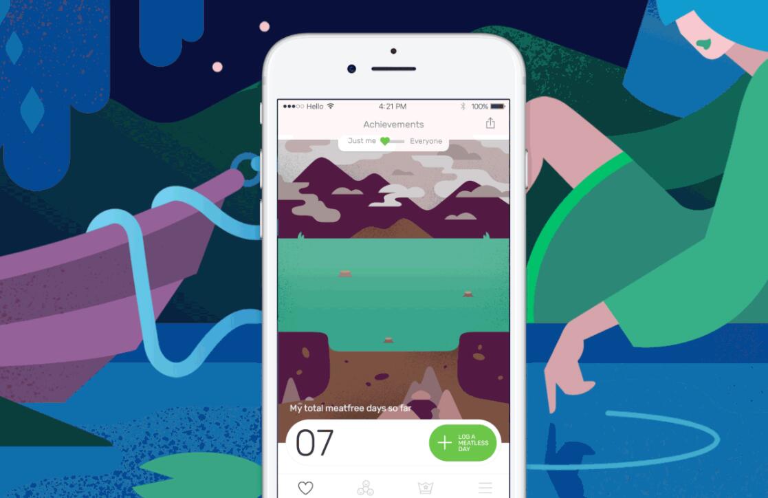 The Darwin Challenge不吃肉app應(yīng)用程序界面設(shè)計(jì)與風(fēng)景矢量插畫設(shè)計(jì)風(fēng)格