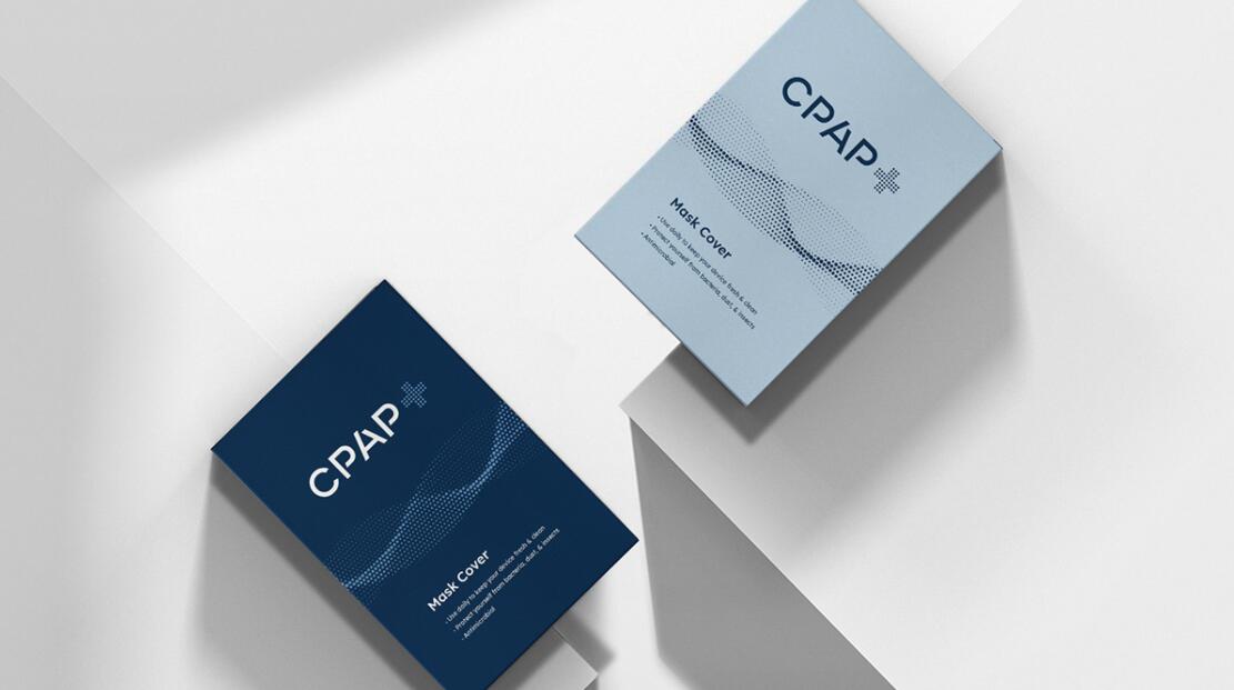 CPAP+睡眠呼吸暫停通氣治療醫(yī)療設(shè)備品牌logo設(shè)計視覺形象vi設(shè)計“圓點氣流”圖案