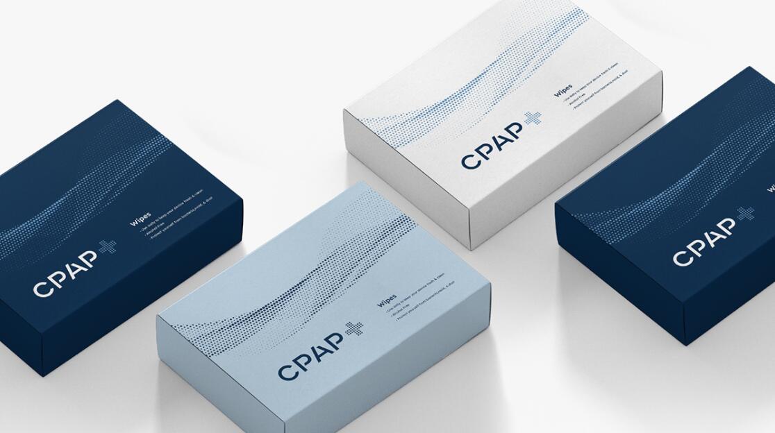 CPAP+睡眠呼吸暫停通氣治療醫(yī)療設(shè)備品牌logo設(shè)計視覺形象vi設(shè)計“圓點氣流”圖案