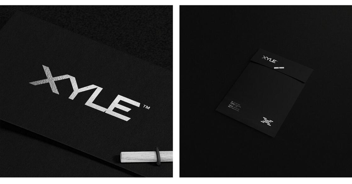 Xyle建筑設計公司logo設計品牌形象vis設計，x磚塊logo與超酷黑白漸變vi風