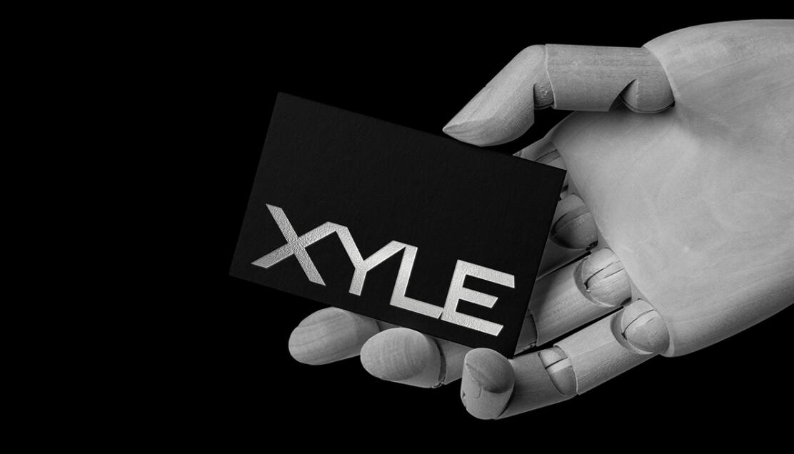 Xyle建筑設計公司logo設計品牌形象vis設計，x磚塊logo與超酷黑白漸變vi風