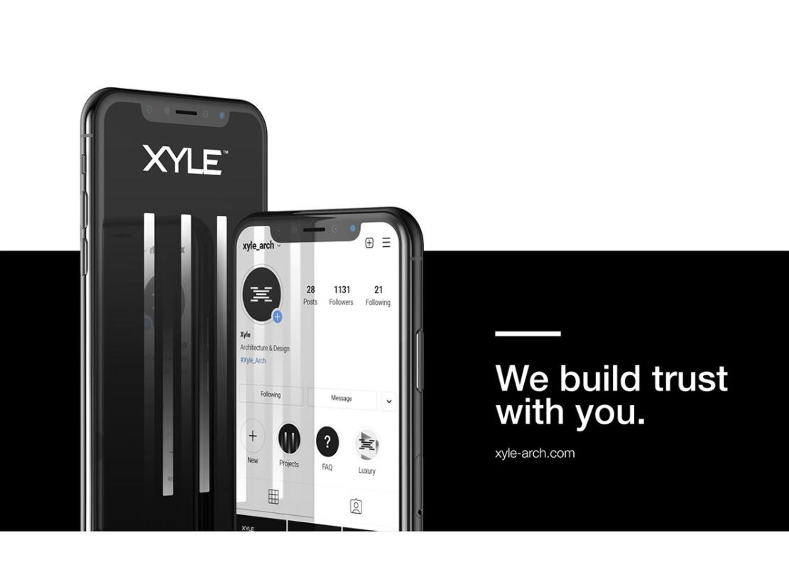 Xyle建筑設計公司logo設計品牌形象vis設計，x磚塊logo與超酷黑白漸變vi風