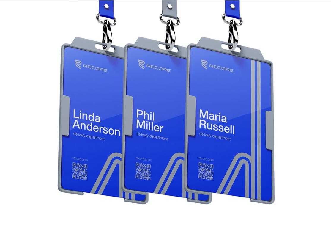 Recore 航運貨運物流公司logo設計vi設計，雙線條“R”字母與藍灰配色