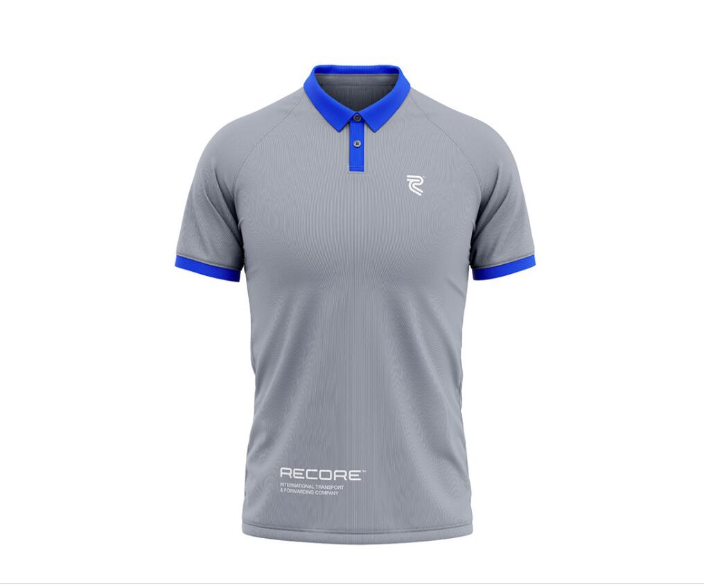 Recore 航運貨運物流公司logo設計vi設計，雙線條“R”字母與藍灰配色