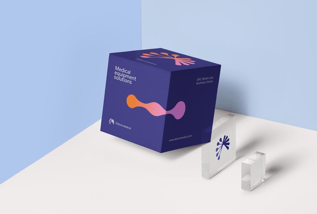 Aldora 醫(yī)療用品公司logo設(shè)計vi設(shè)計，基因重疊+字母A