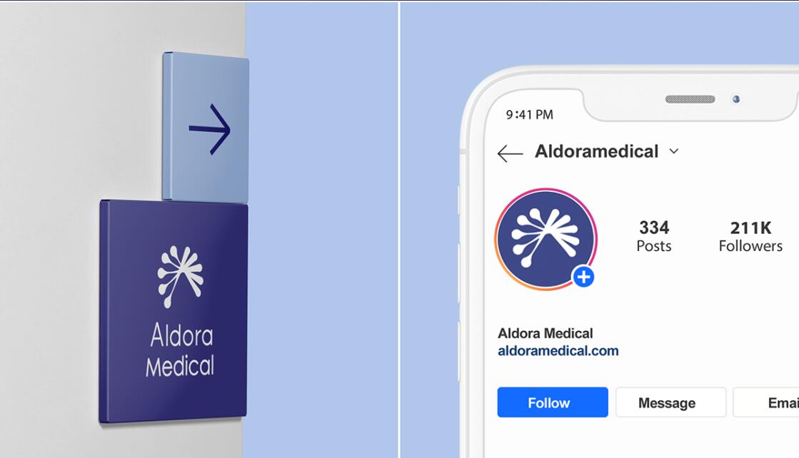 Aldora 醫(yī)療用品公司logo設(shè)計vi設(shè)計，基因重疊+字母A