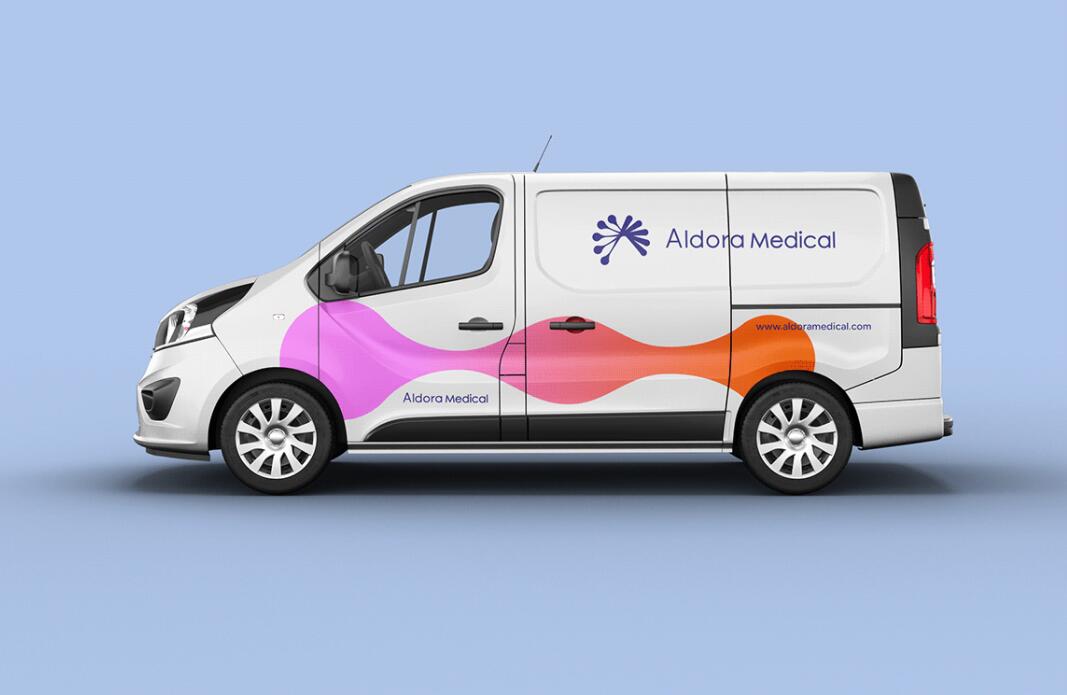 Aldora 醫(yī)療用品公司logo設(shè)計vi設(shè)計，基因重疊+字母A