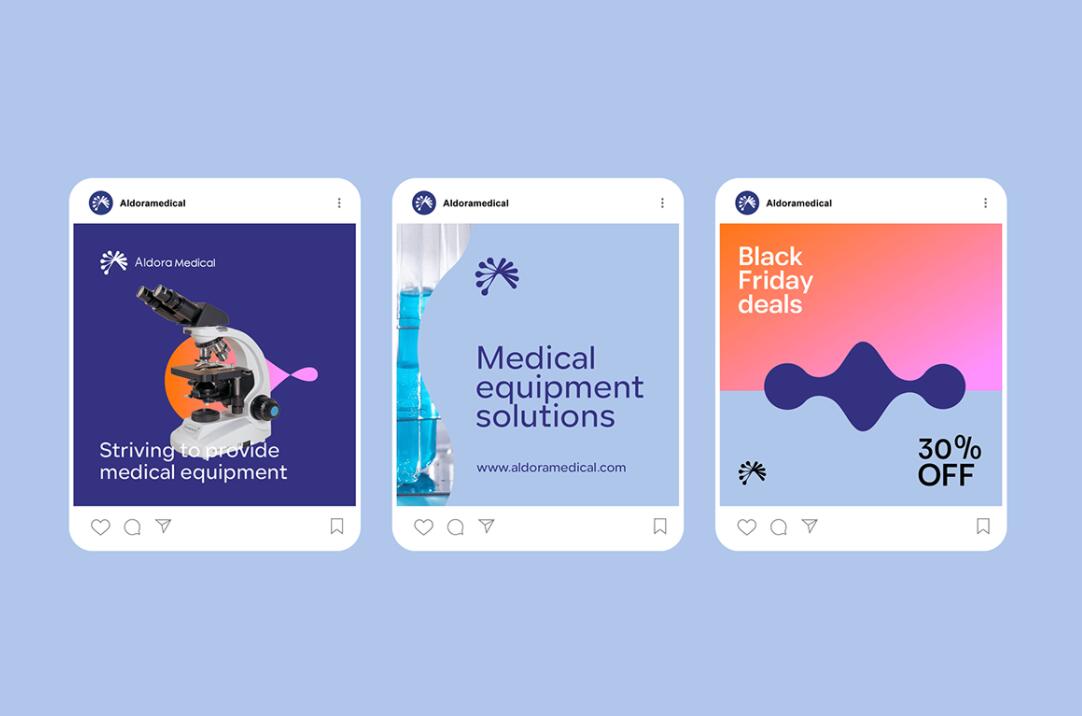 Aldora 醫(yī)療用品公司logo設(shè)計vi設(shè)計，基因重疊+字母A