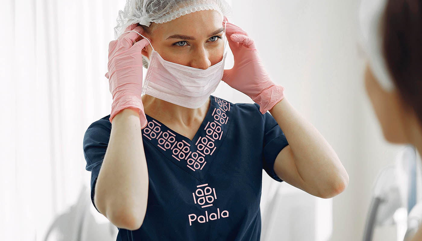 palala瘦身減肥產(chǎn)品與服務(wù)工作室品牌logo設(shè)計(jì)形象vi設(shè)計(jì)包裝設(shè)計(jì),方形花朵高識別風(fēng)格-員工工作服裝