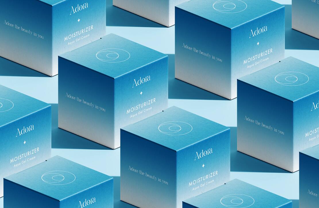 Adora護(hù)膚和美容品牌LOGO設(shè)計(jì)包裝設(shè)計(jì)，淡雅漸變風(fēng)格
