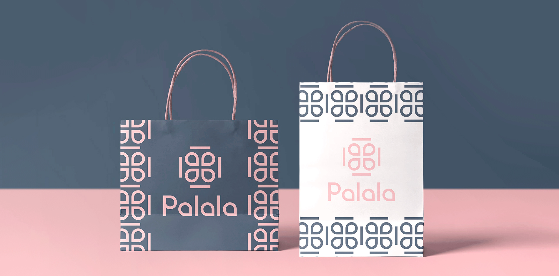 Palala瘦身減肥產(chǎn)品與服務(wù)工作室品牌logo設(shè)計(jì)形象vi設(shè)計(jì),方形花朵高識別風(fēng)格-紙袋