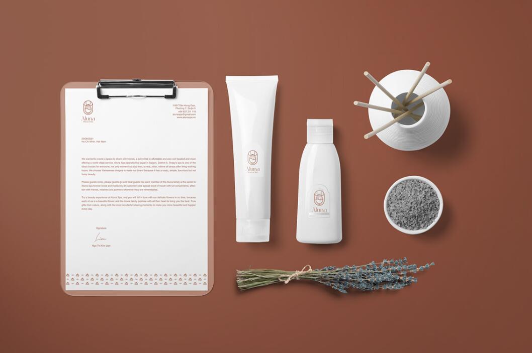 Aluna 女子美容水療保健中心logo設(shè)計品牌形象vi設(shè)計，高端優(yōu)雅放松氛圍
