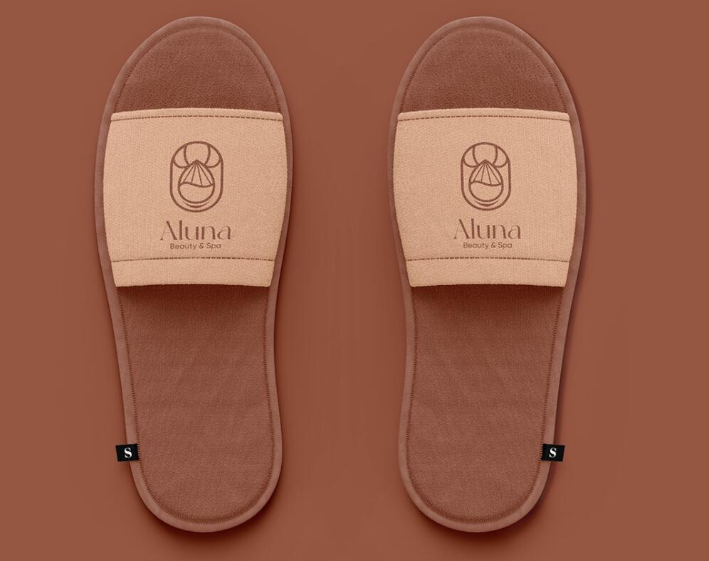 Aluna 女子美容水療中心logo設(shè)計品牌形象vi設(shè)計，高端優(yōu)雅暖色放松氛圍