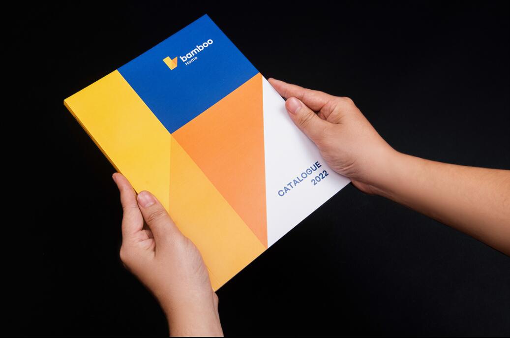 Bamboo Home 建筑公司品牌vis視覺識別設計，平面幾何色塊構建立體效果