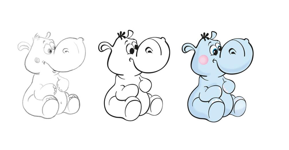 NB品牌幼兒藥品包裝設計“卡通小河馬”動物插圖