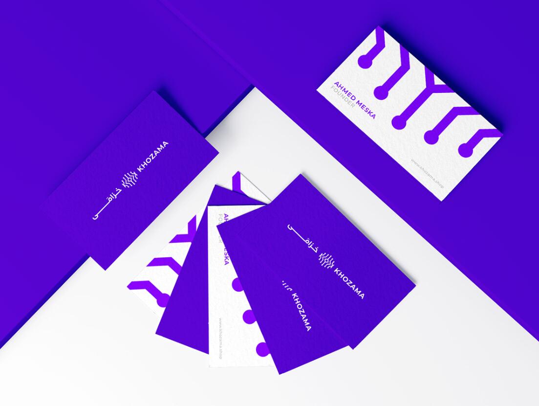 Khozama數碼科技電子產品在線商店品牌logo設計vi設計，“字母k+電路”圖案