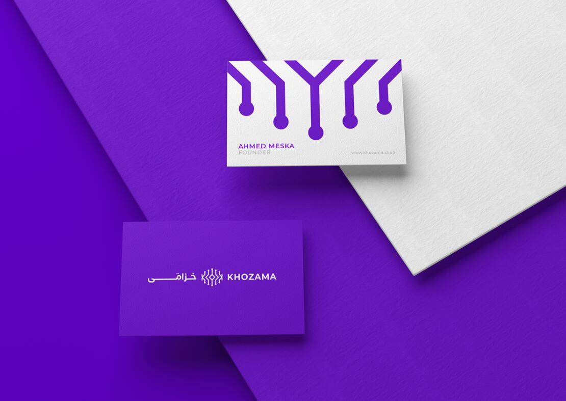 Khozama數碼科技電子產品在線商店品牌logo設計vi設計，“字母k+電路”圖案