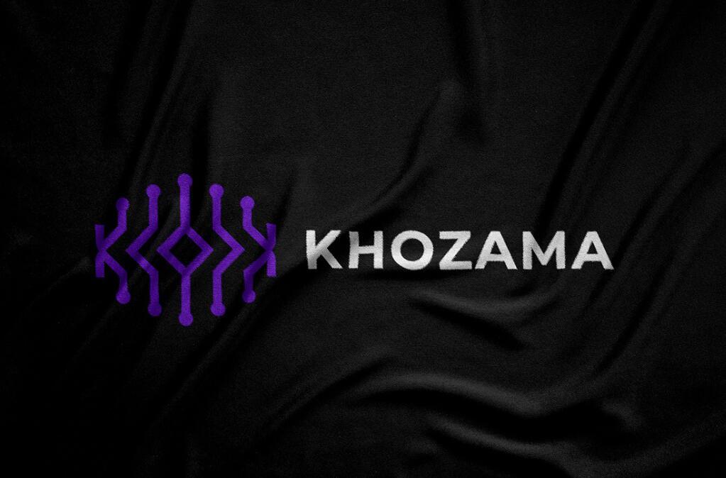 Khozama數碼科技電子產品在線商店品牌logo設計vi設計，“字母k+電路”圖案