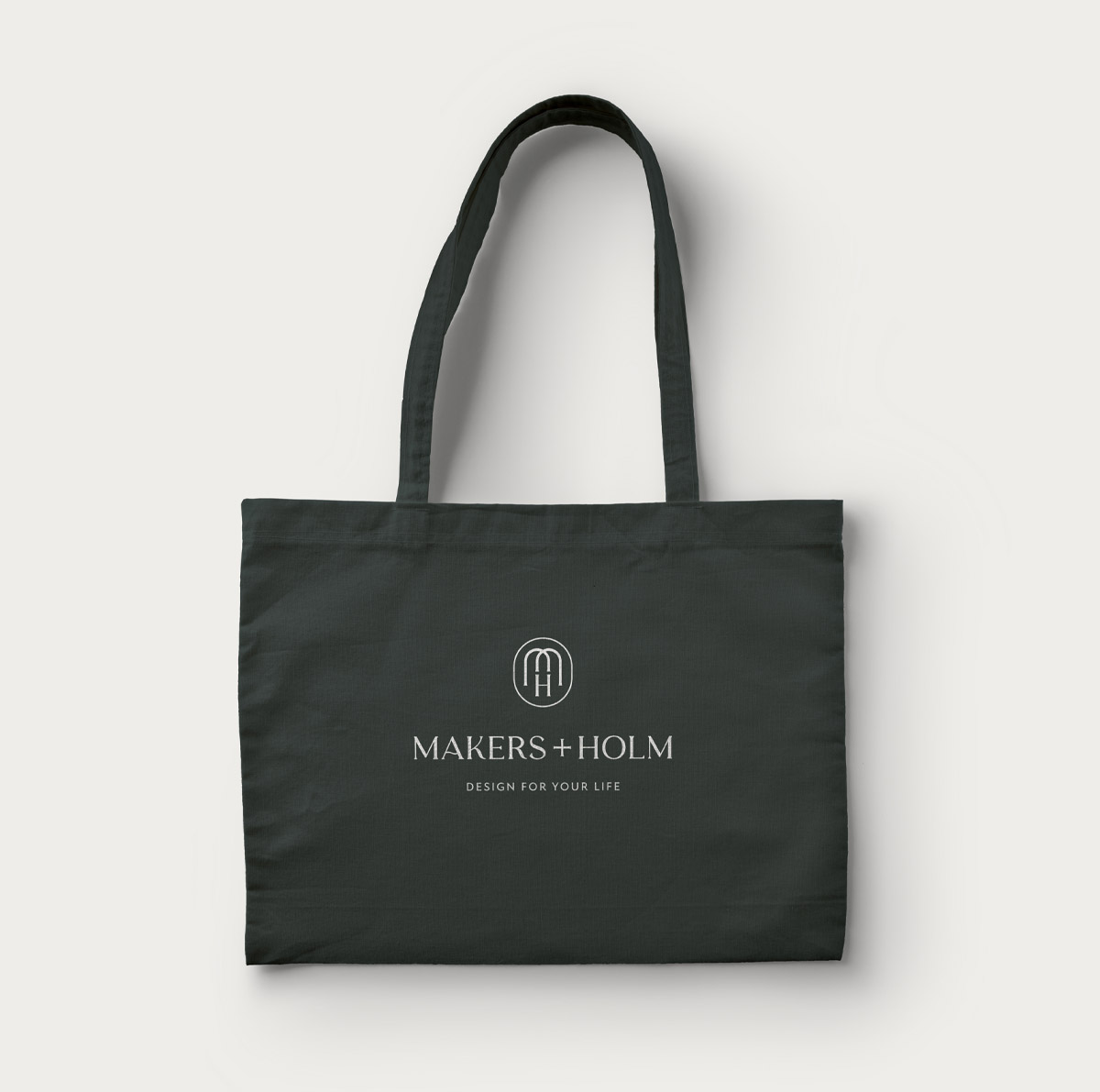 Makers+Holm 全屋建材家居家具品牌logo設(shè)計“MH“花押字母徽標(biāo)，自然優(yōu)雅