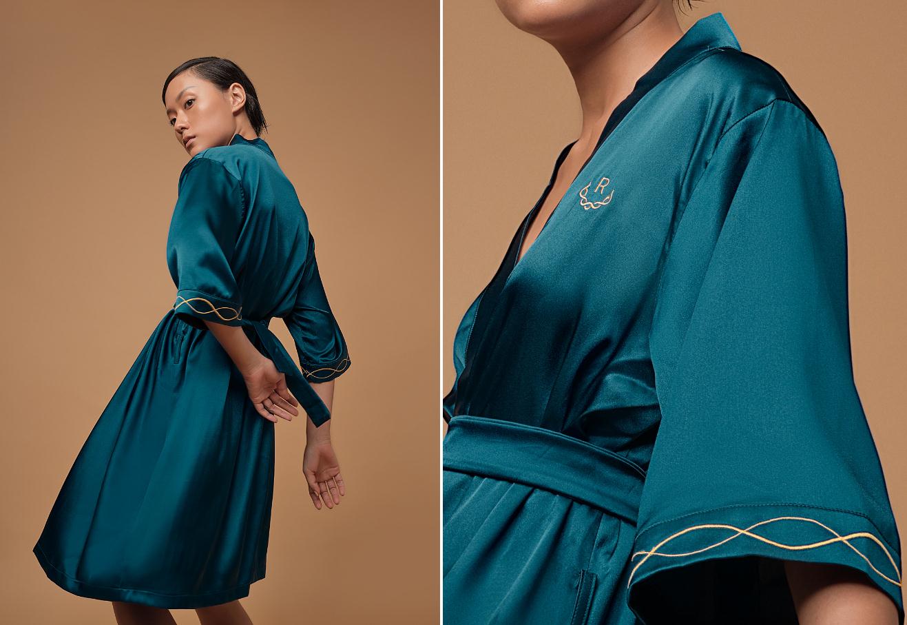 Ruco非手術美容與皮膚護理醫療logo設計vi設計。青黑色金色奢侈風與循環交叉線條-制服設計