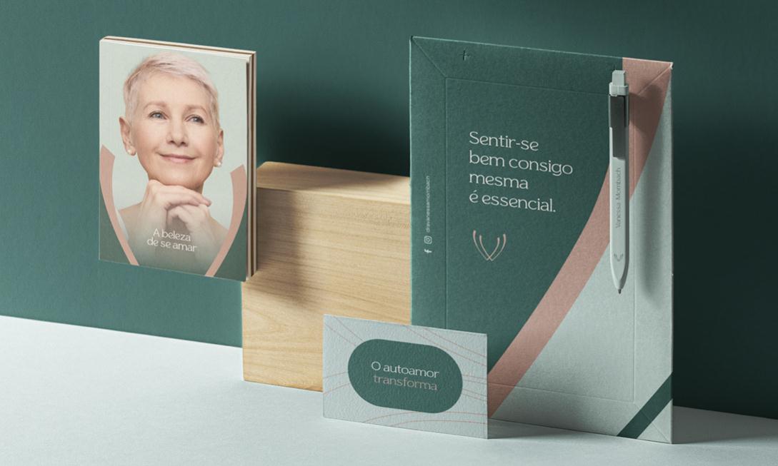 Vanessa 中老年女性美容整形醫生品牌vi形象設計logo設計。V字母識別與綠淺綠粉三色